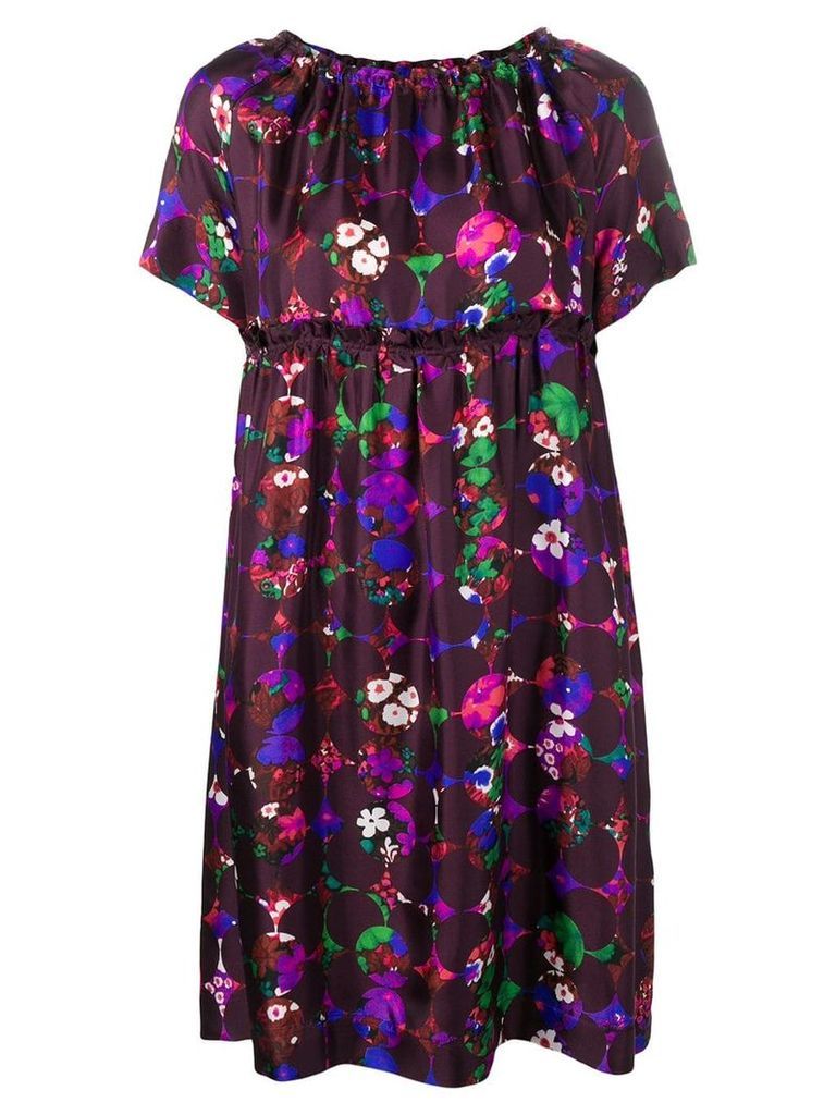 Odeeh floral print flared dress - Purple