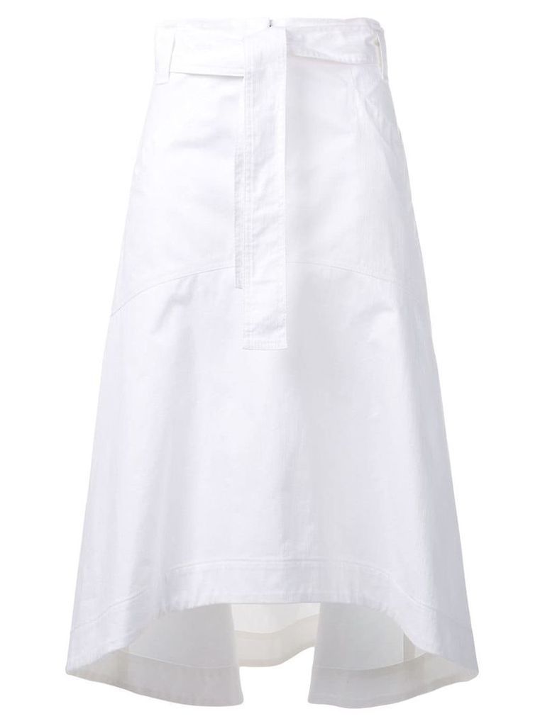 Odeeh curved draped skirt - White