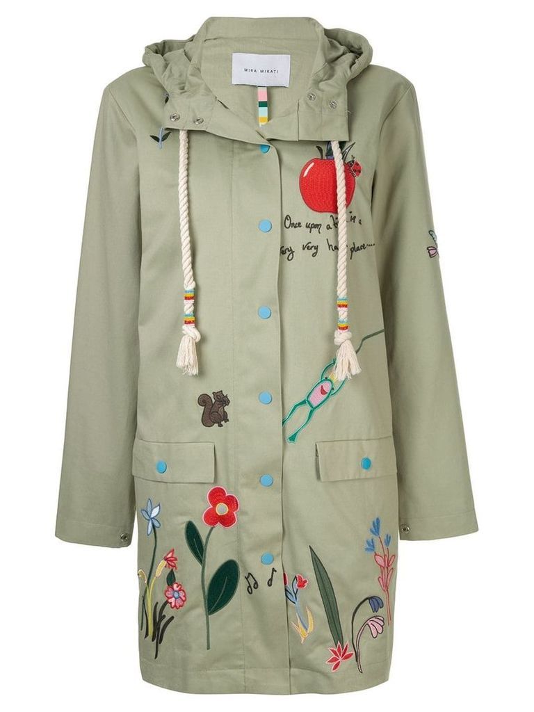 Mira Mikati embroidered hooded coat - Green