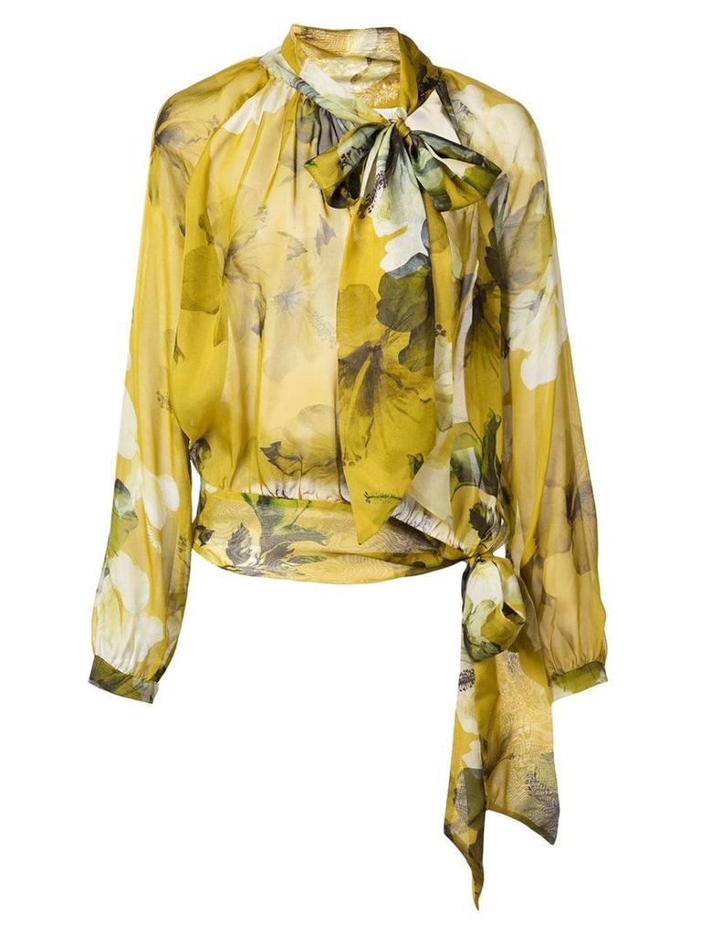 Michelle Mason gathered chiffon blouse - Yellow