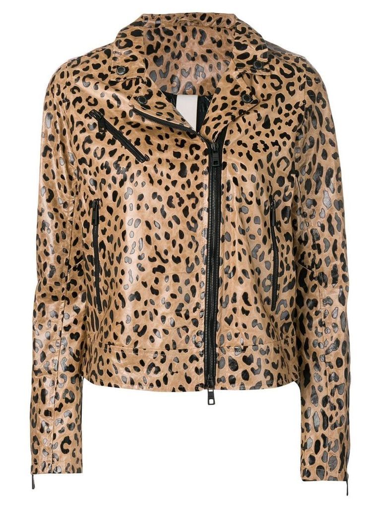 Giorgio Brato leopard biker jacket - Brown