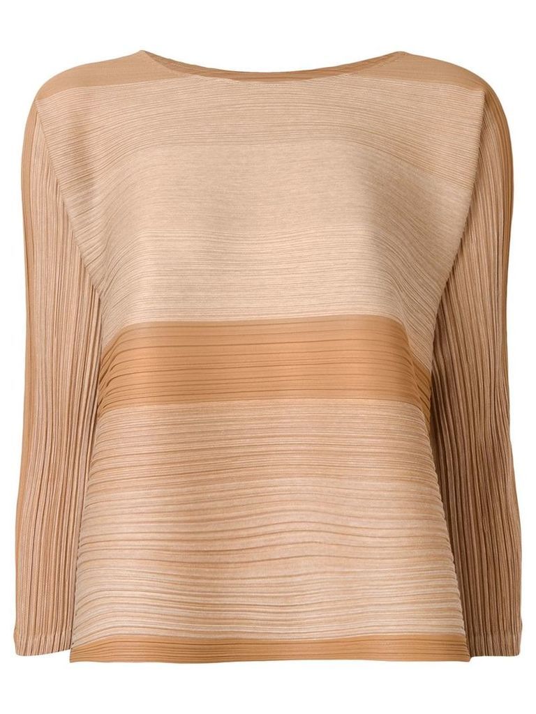 Pleats Please By Issey Miyake striped loose-print blouse - Neutrals