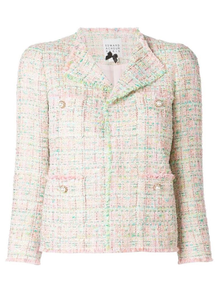 Edward Achour Paris pearl button tweed jacket - Pink