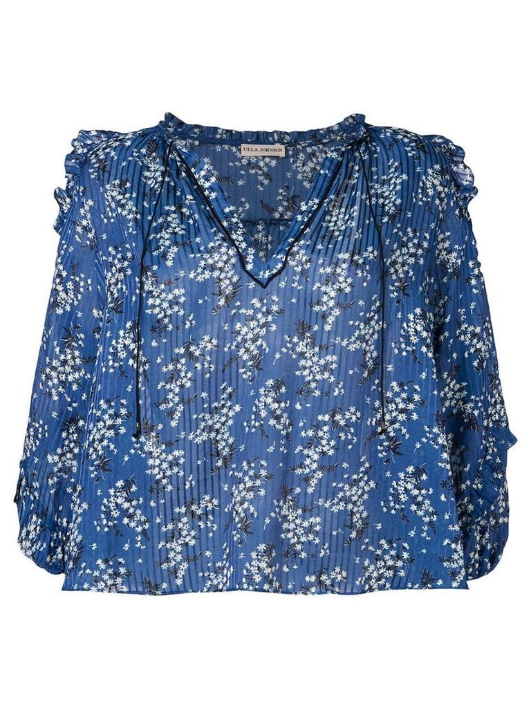Ulla Johnson ruffled sleeve floral blouse - Blue