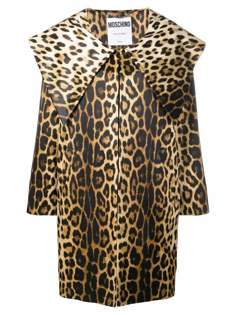 Moschino leopard print coat - Brown