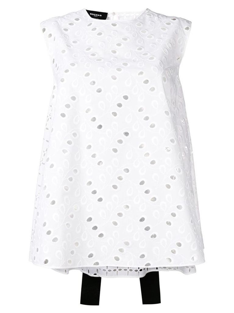 Rochas eyelet embroidery blouse - White