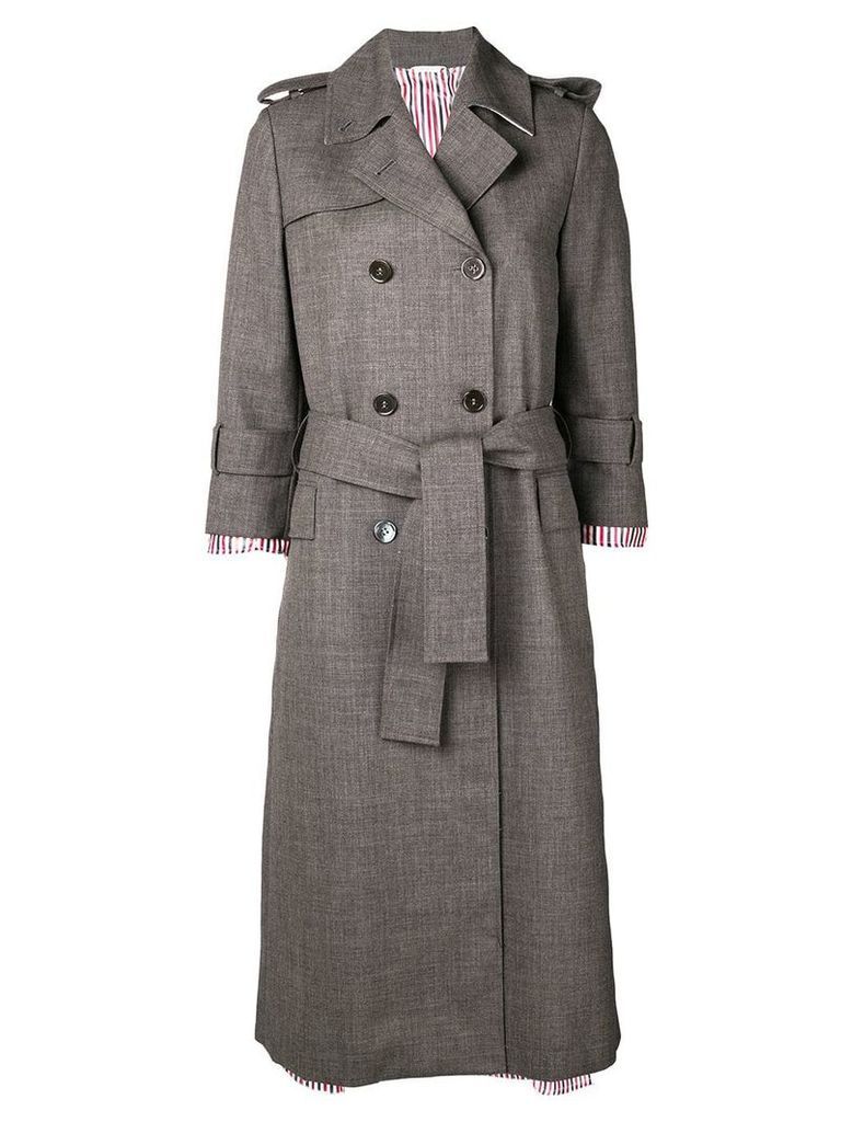 Thom Browne Drop Lining Trench Overcoat - Grey