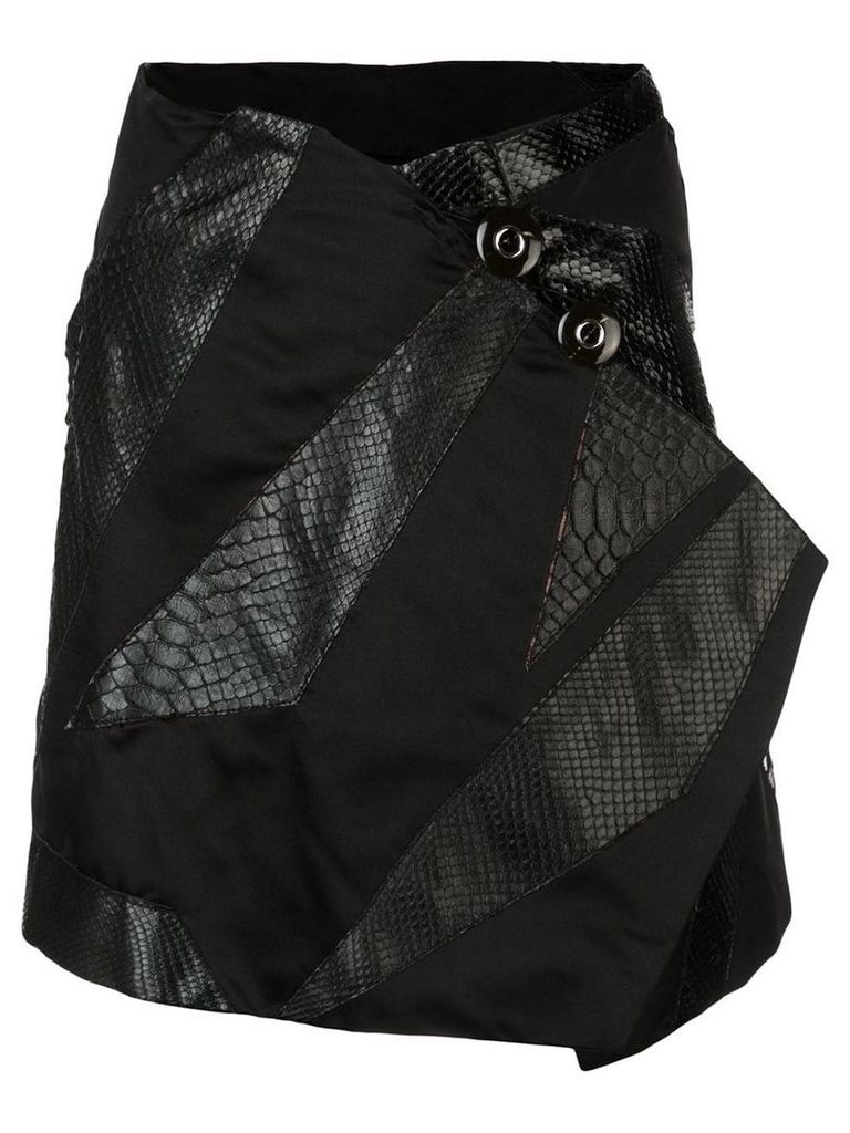Rubin Singer Origami skirt with python detail - Black