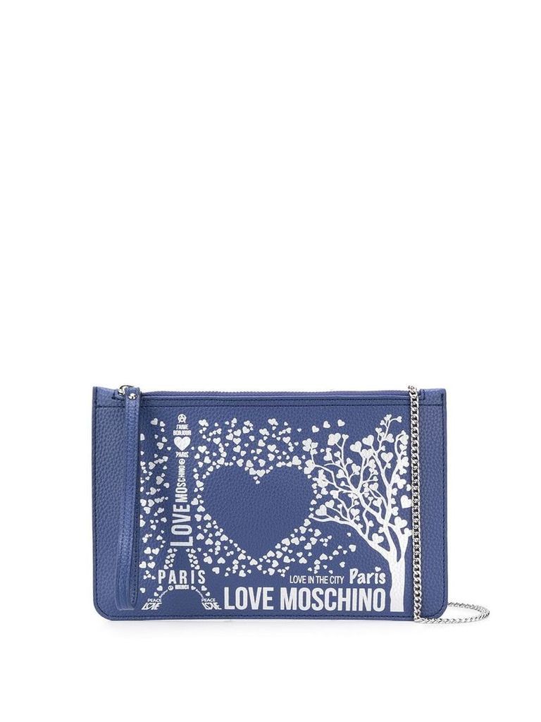 Love Moschino flat Paris clutch - Blue