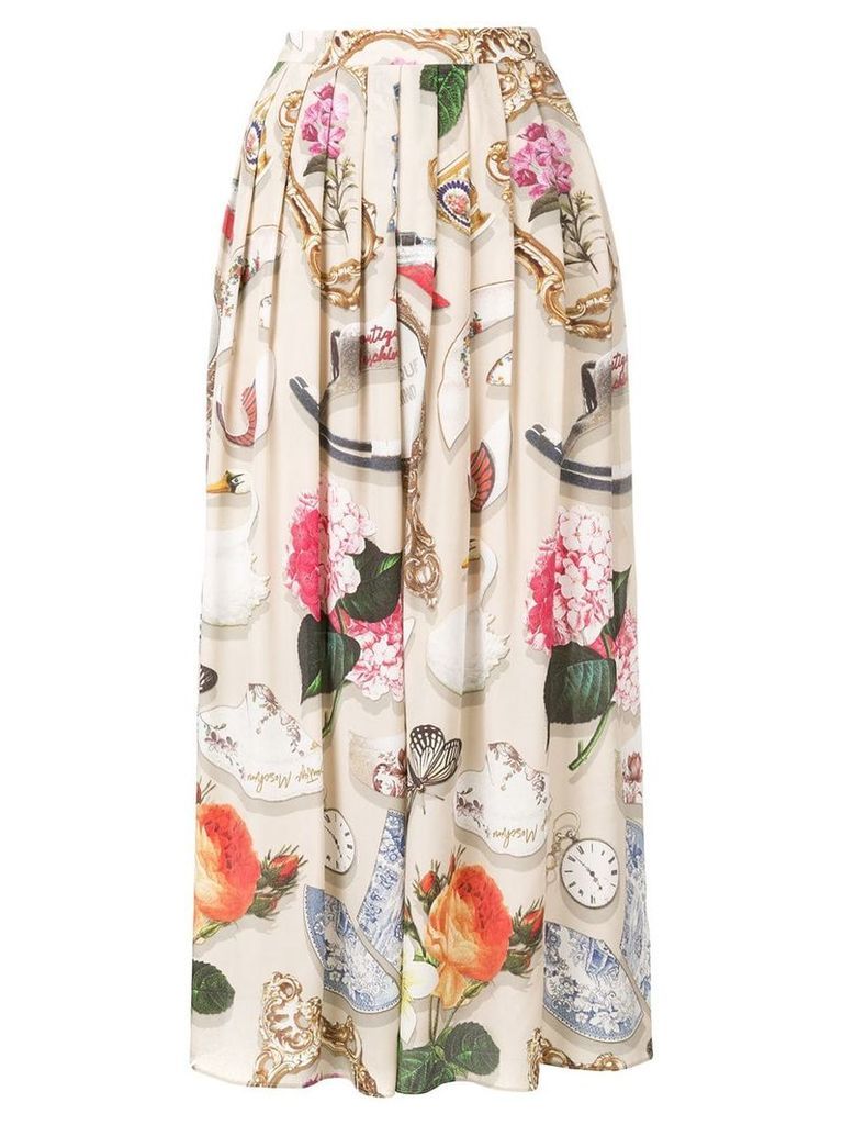 Boutique Moschino printed maxi skirt - Neutrals
