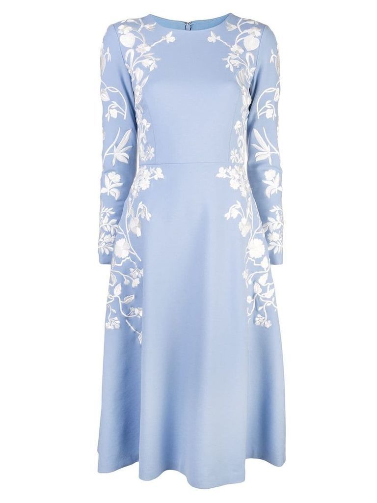 Oscar de la Renta embroidered floral dress - Blue