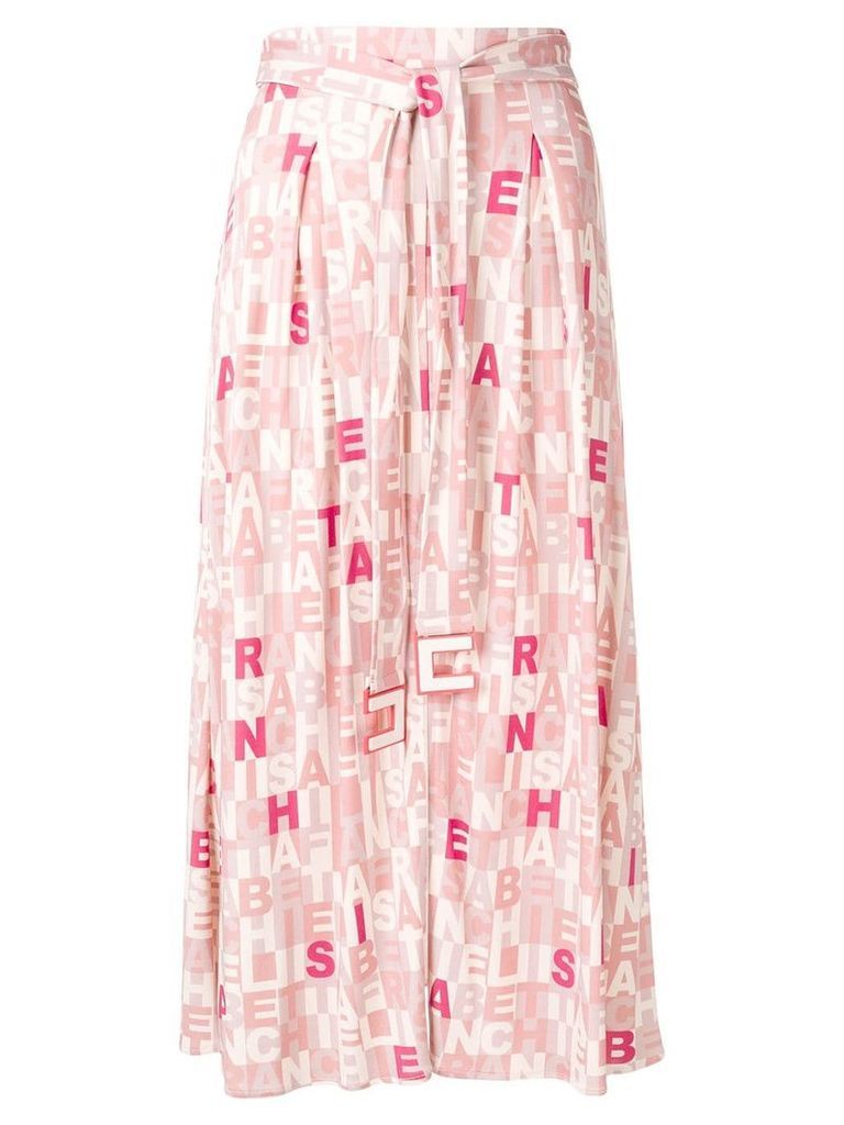 Elisabetta Franchi belted lettering print midi skirt - Pink