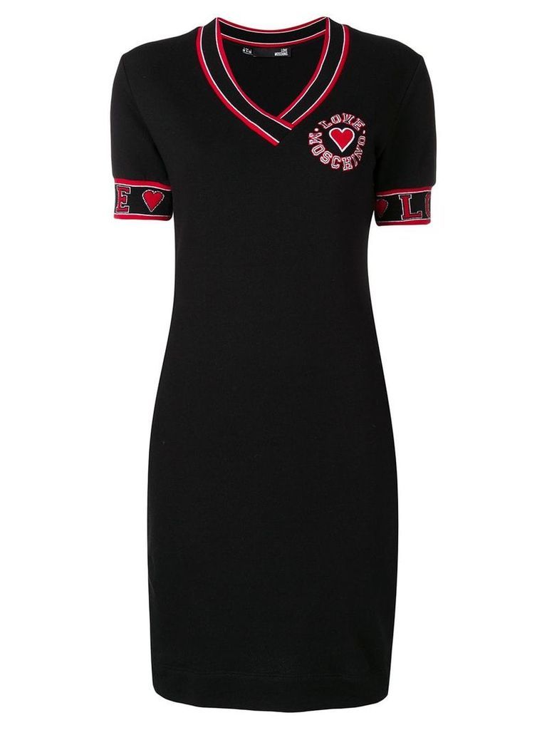 Love Moschino logo embroidered knit dress - Black