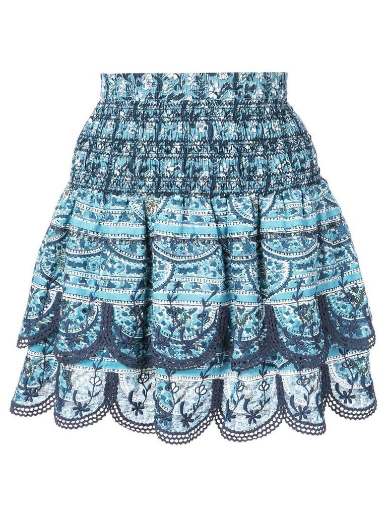 Sea floral print A-line skirt - Blue