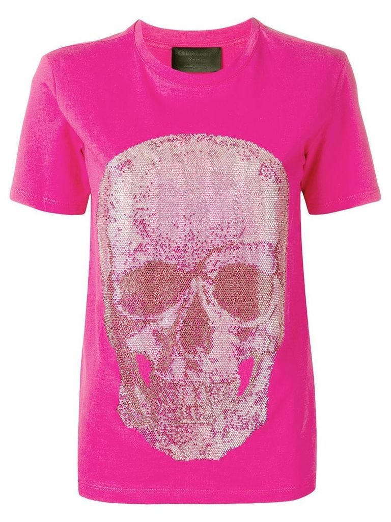 Philipp Plein crystal embellished skull T-shirt - Pink