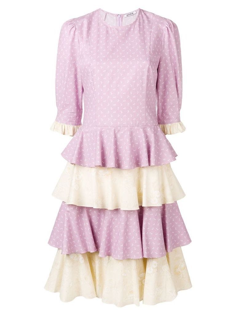 Batsheva tiered ruffle skirt dress - Purple