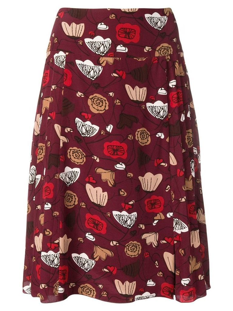 Salvatore Ferragamo Pre-Owned 1990's abstract floral print skirt - Red
