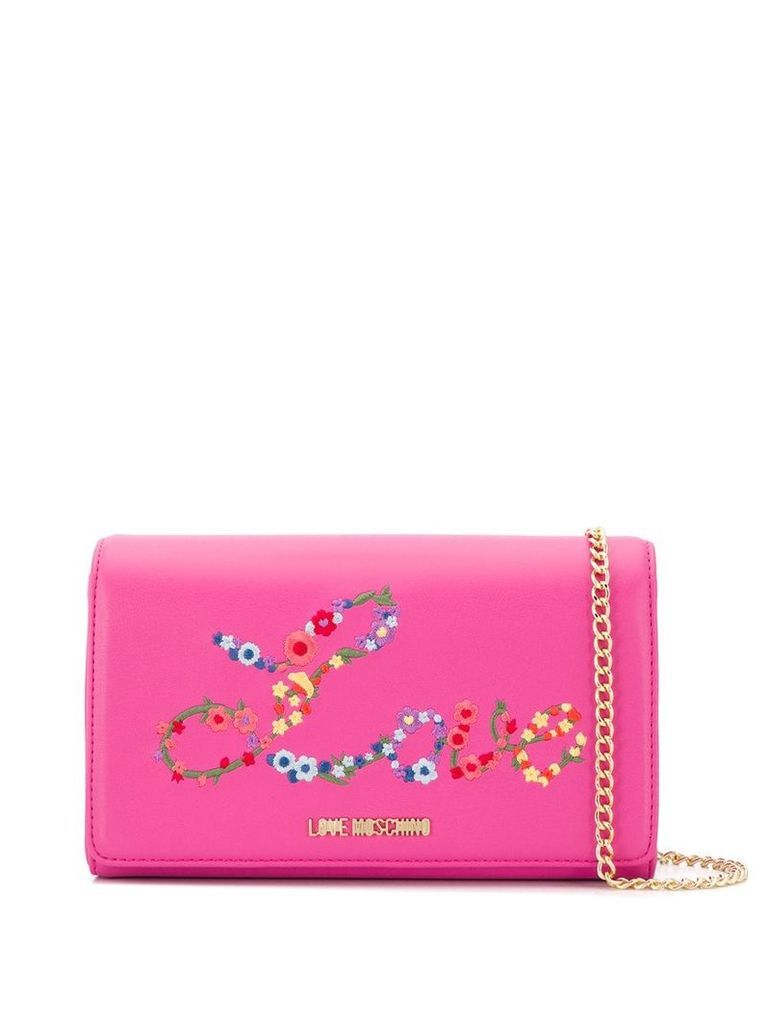 Love Moschino embroidered clutch bag - Pink