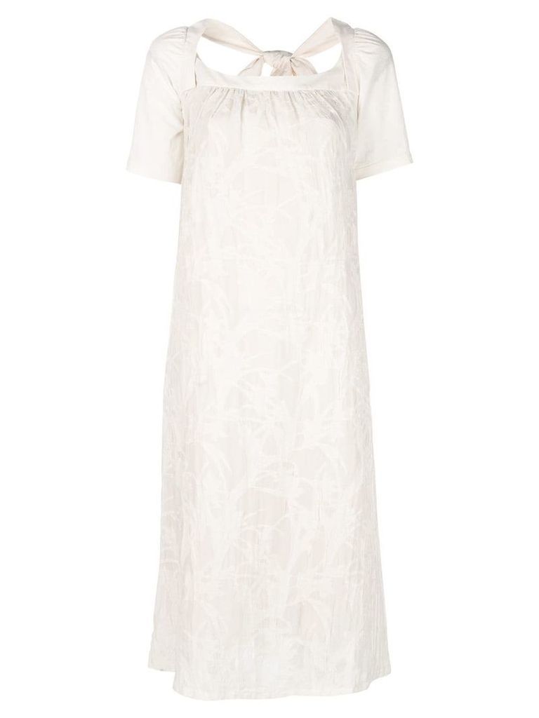 Renli Su lace-up detail midi dress - White