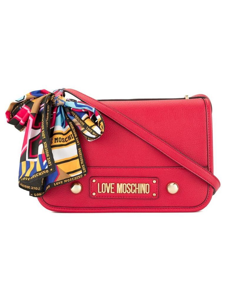 Love Moschino logo plaque shoulder bag - Red