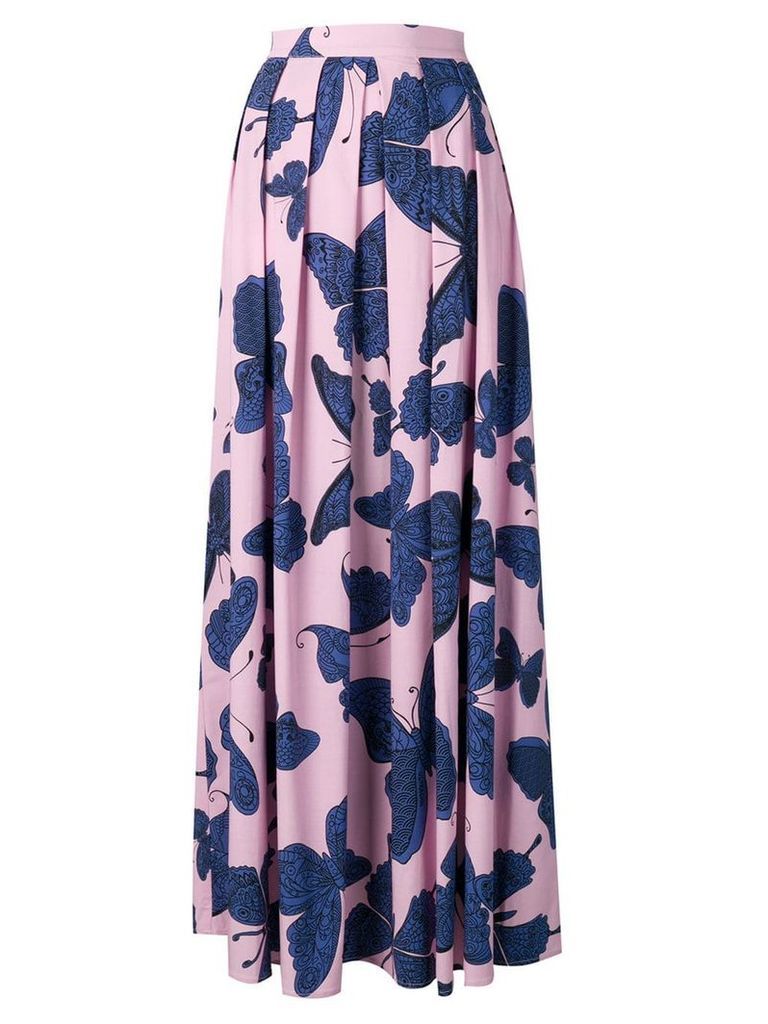 UltrÃ chic Butterfly print pleated maxi skirt - Pink