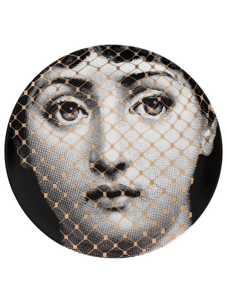 Fornasetti face T & V wall plate - Grey