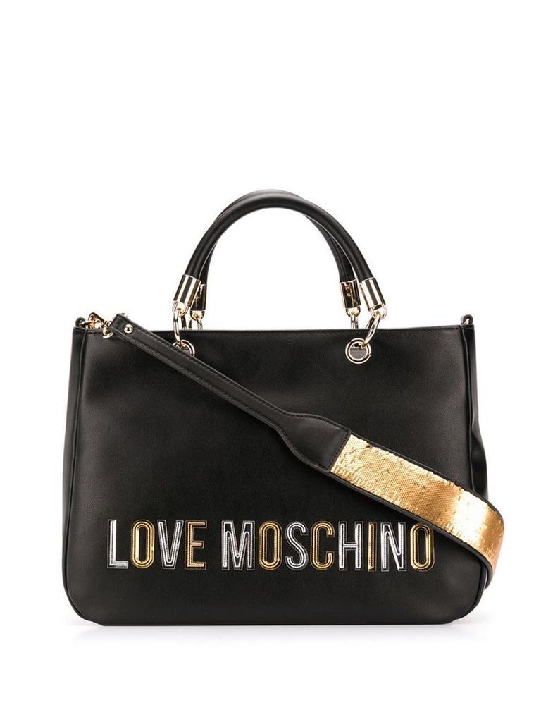Love Moschino laminated logo tote - Black