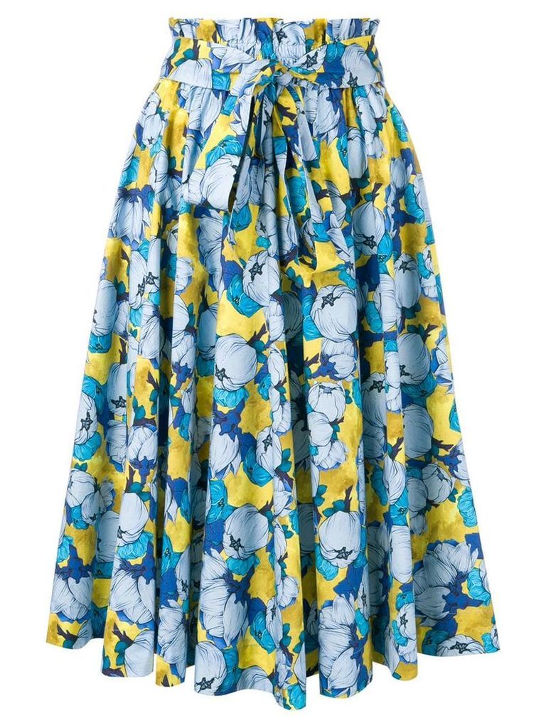 Pinko floral print ruffle skirt - Blue