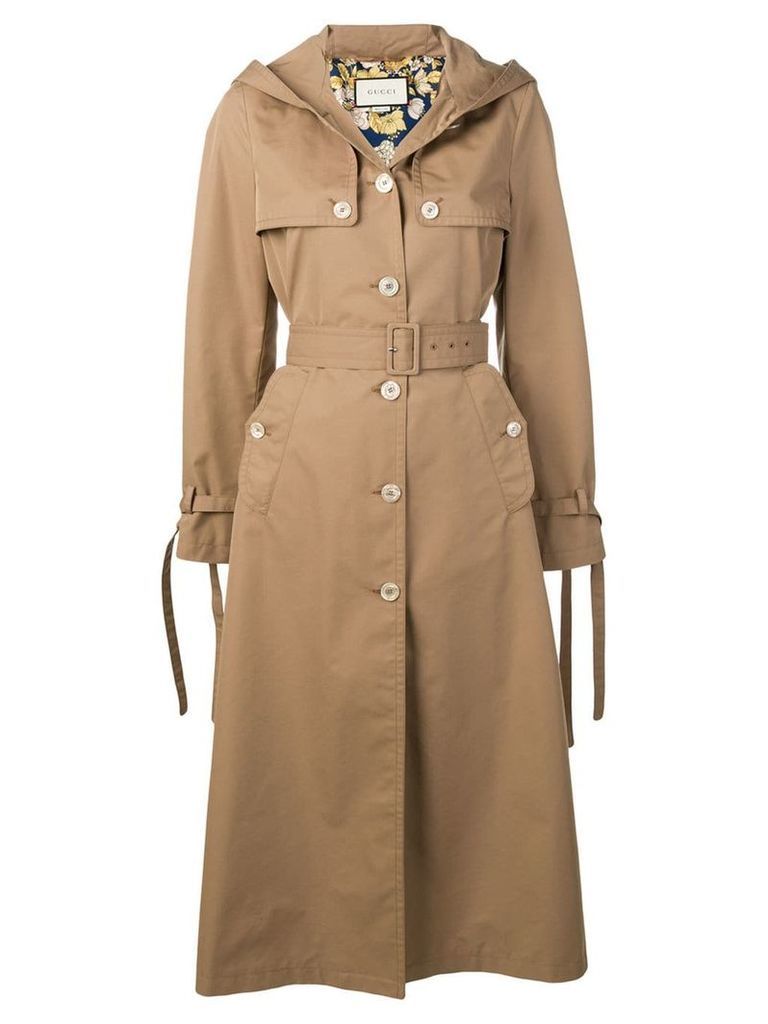 Gucci hooded trench coat - Brown