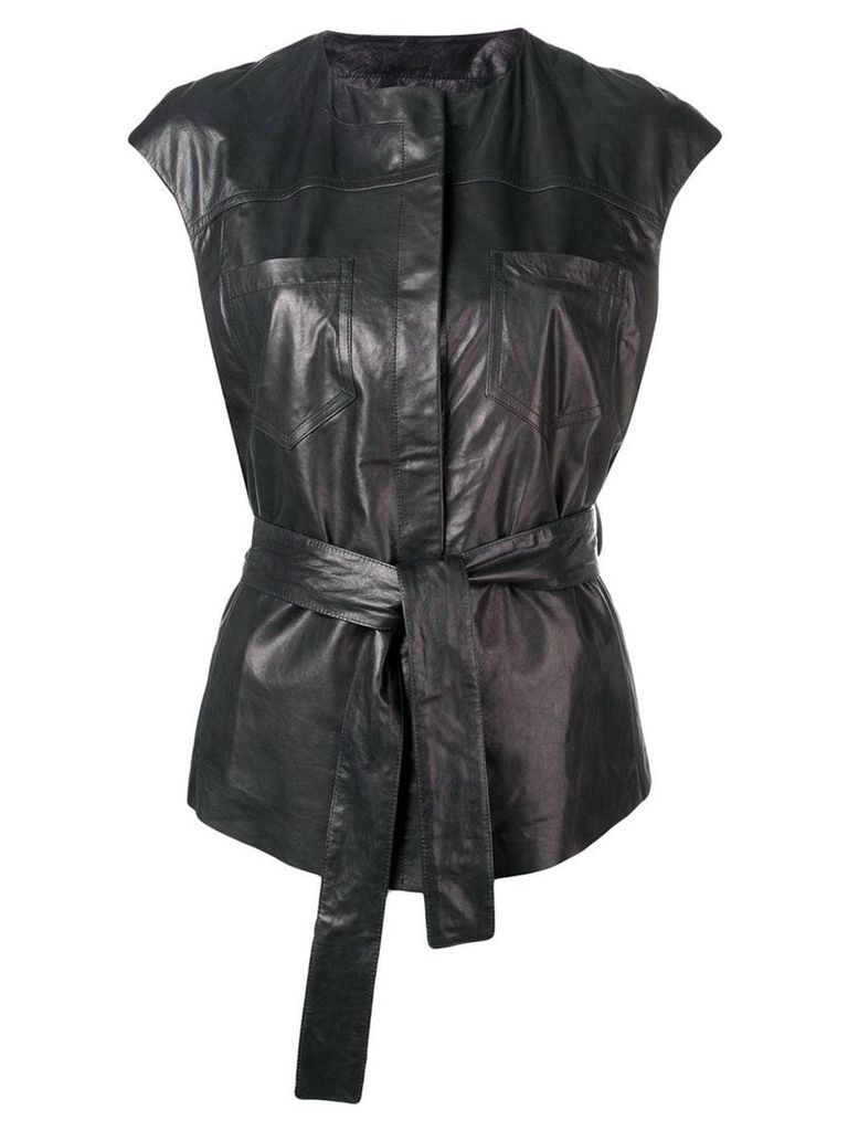 Drome belted leather waistcoat - Black