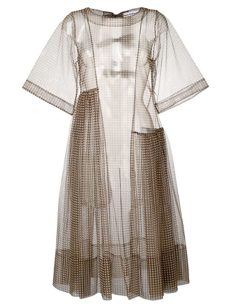 Molly Goddard gingham mesh dress - Brown