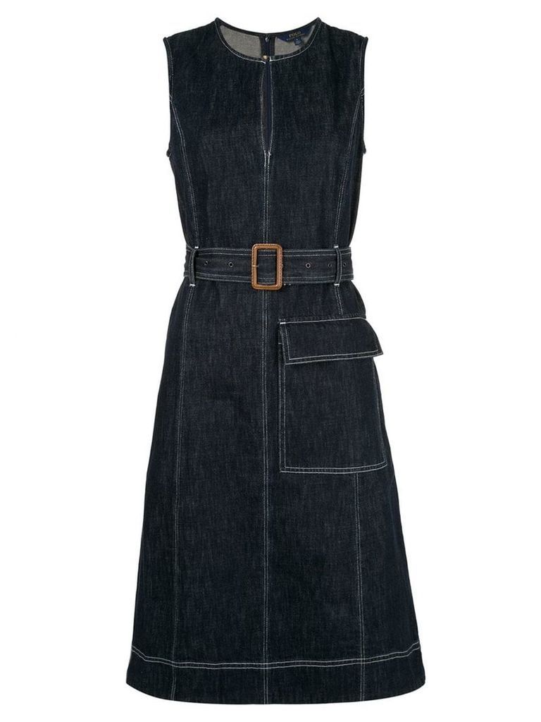 Polo Ralph Lauren belted denim flared dress - Blue