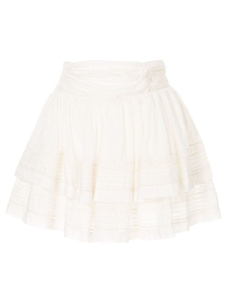 Sea tiered short skirt - White