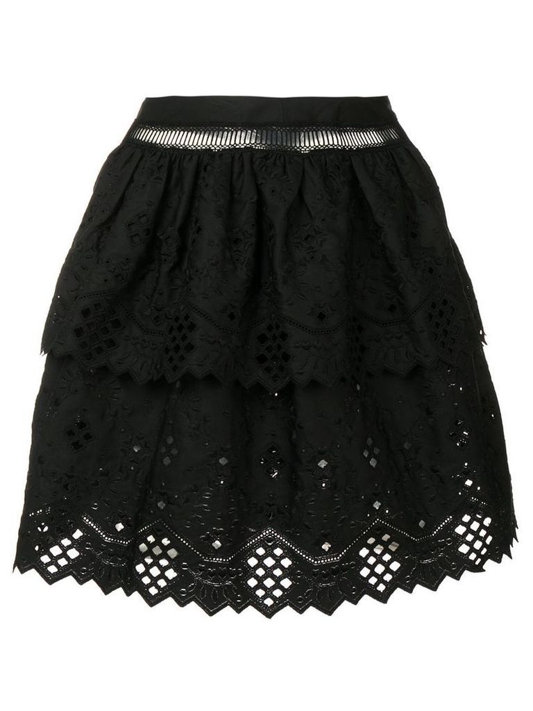 Alberta Ferretti lace ruffle skirt - Black