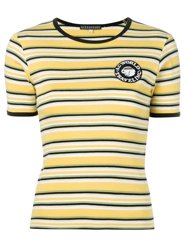 Alexa Chung logo patch striped T-shirt - Yellow