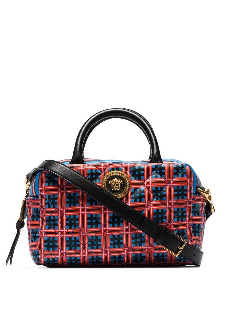 Versace Red and blue Quilted top handle leather cross body bag -