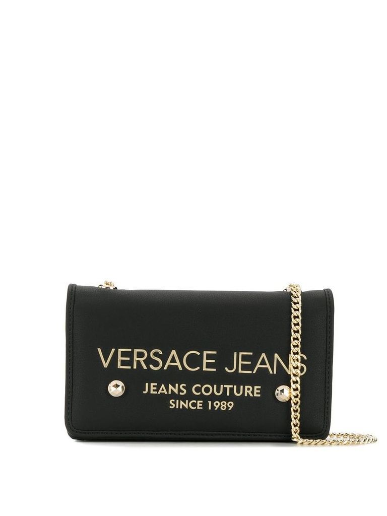 Versace Jeans logo plaque crossbody bag - Black