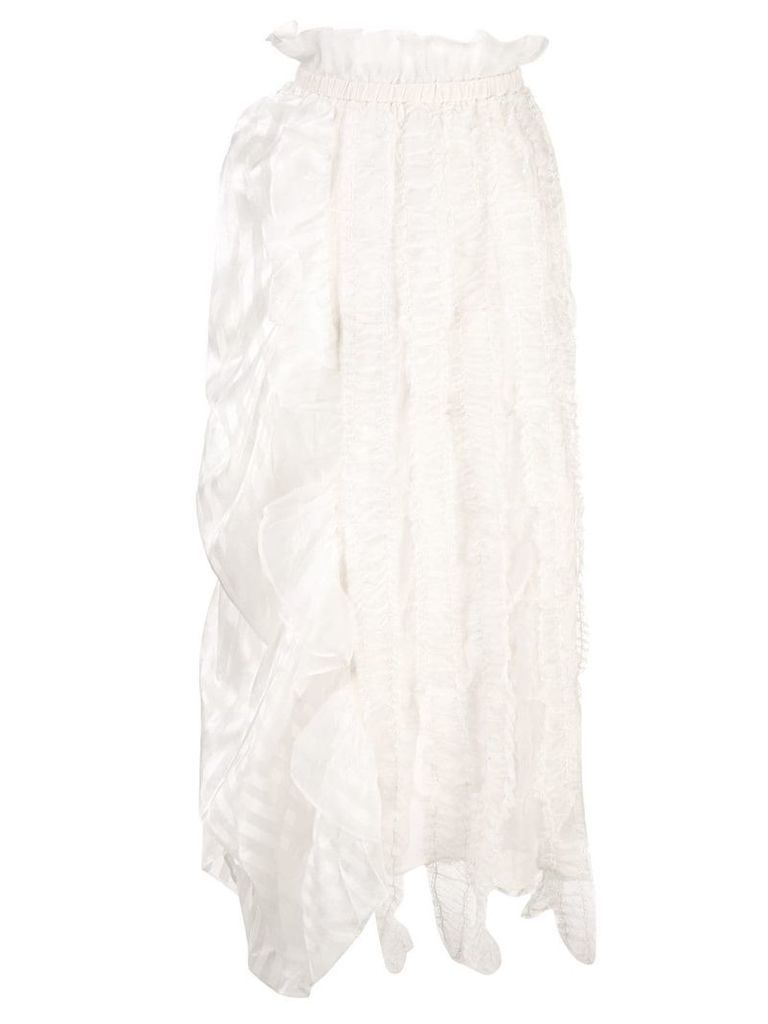 Renli Su asymmetric ruffle skirt - White