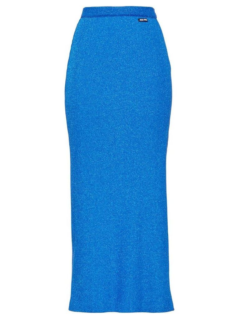 Miu Miu Lamé jersey skirt - Blue