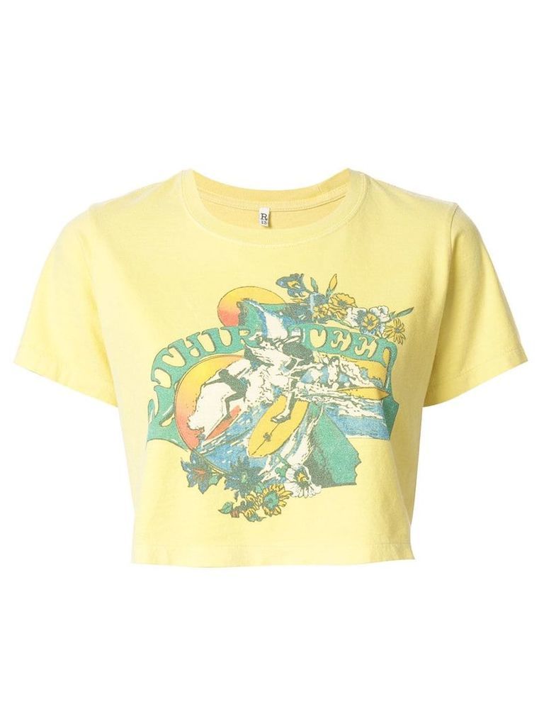 R13 cropped graphic print T-shirt - Yellow