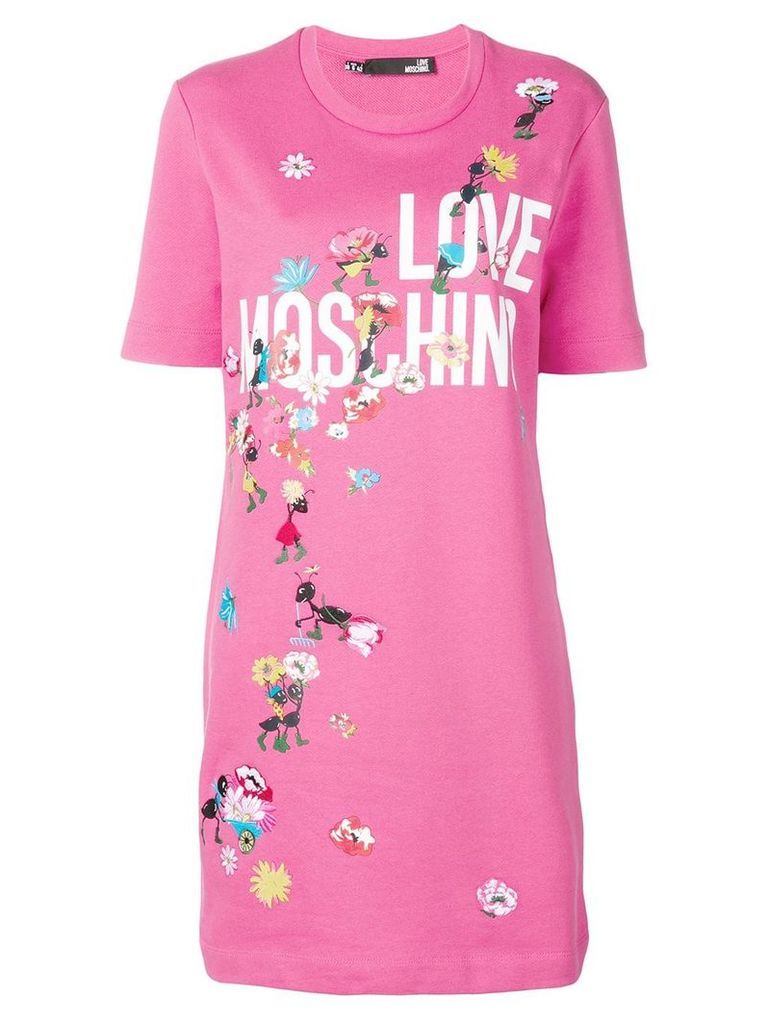 Love Moschino logo print T-shirt dress - Pink