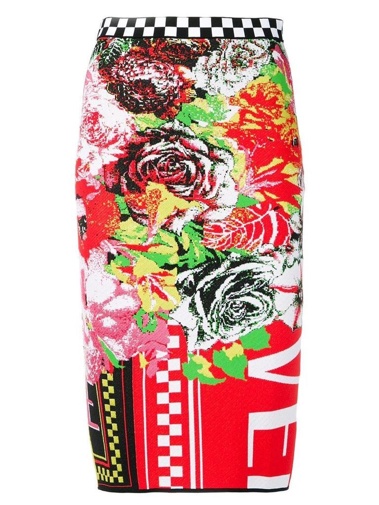 Versace printed knit pencil skirt - Red