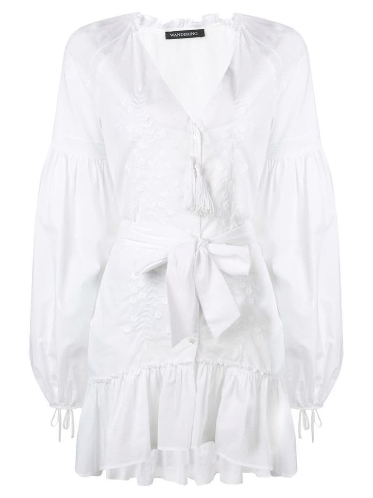 Wandering embroidered short dress - White