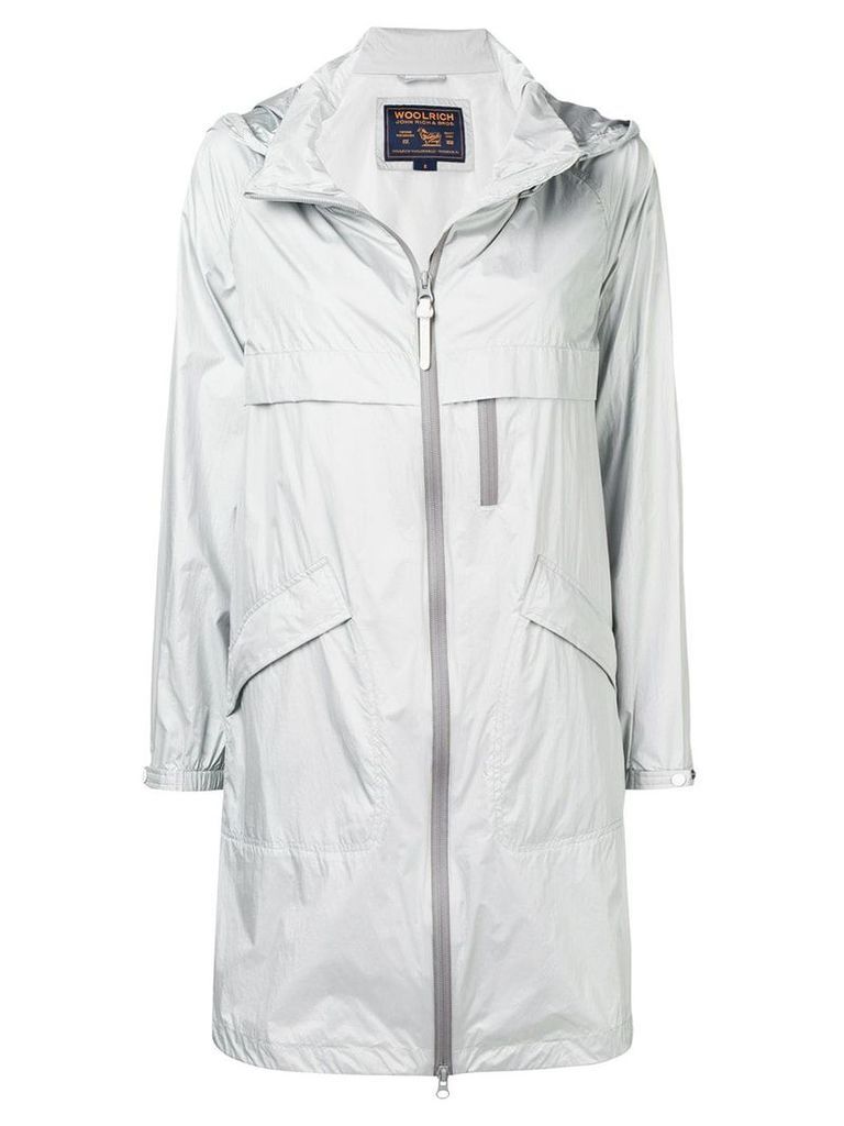 Woolrich mid-length zipped coat - Silver