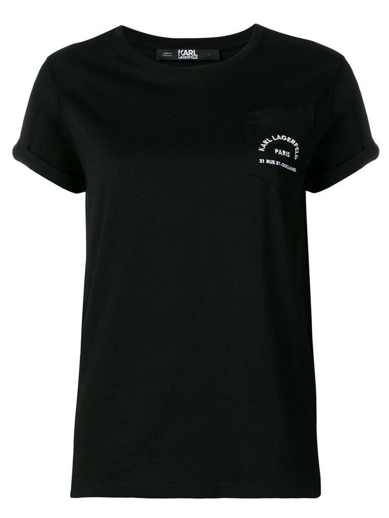 Karl Lagerfeld logo embroidered T-shirt - Black
