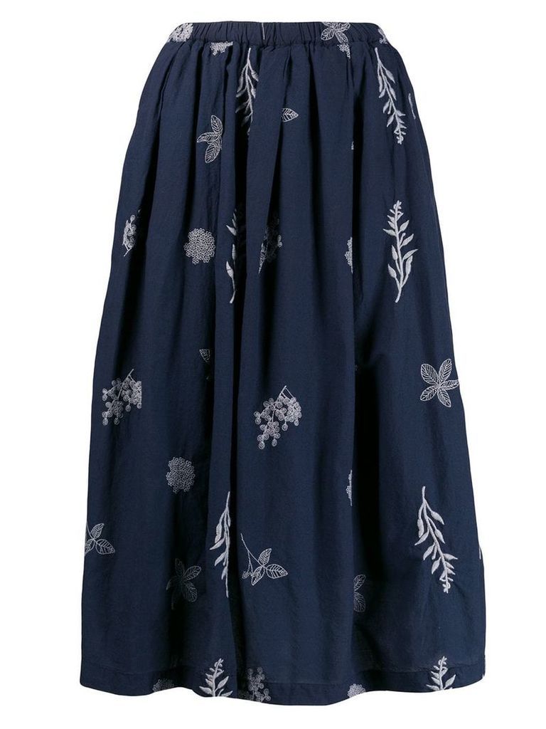 Local floral embroidered skirt - Blue