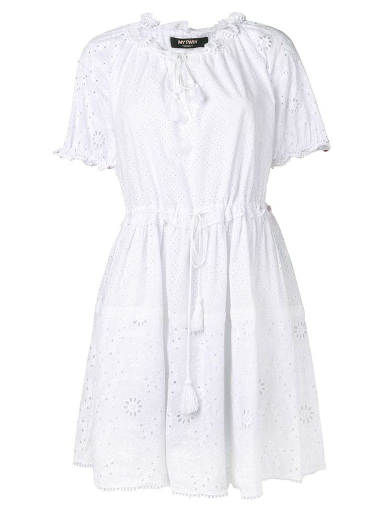 Twin-Set embroidered sun dress - White