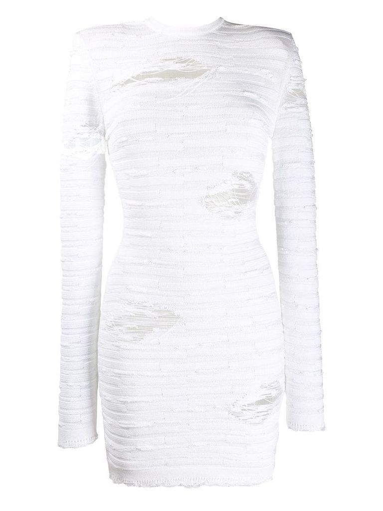 Balmain distressed knit dress - White