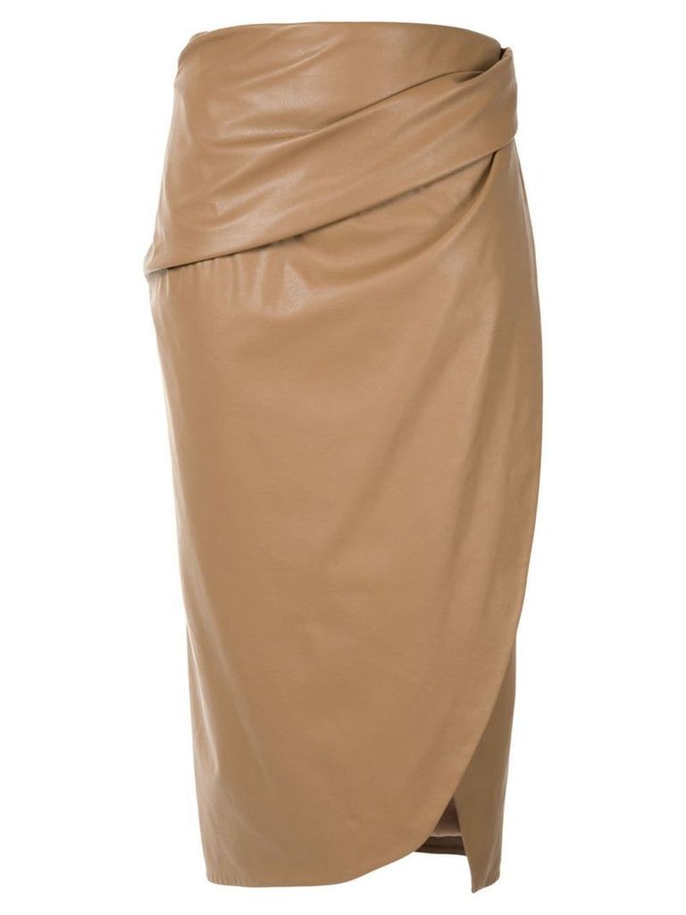 Bianca Spender Leatherette Parabola skirt - Brown