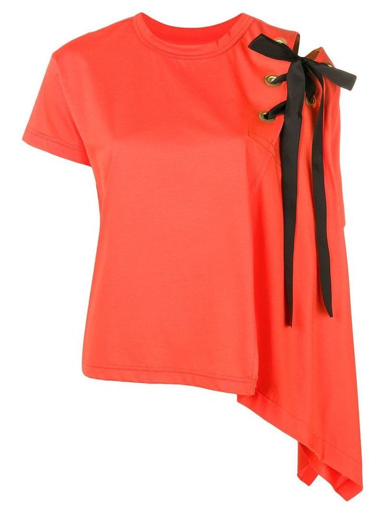 Sacai curved oversized T-shirt - Orange